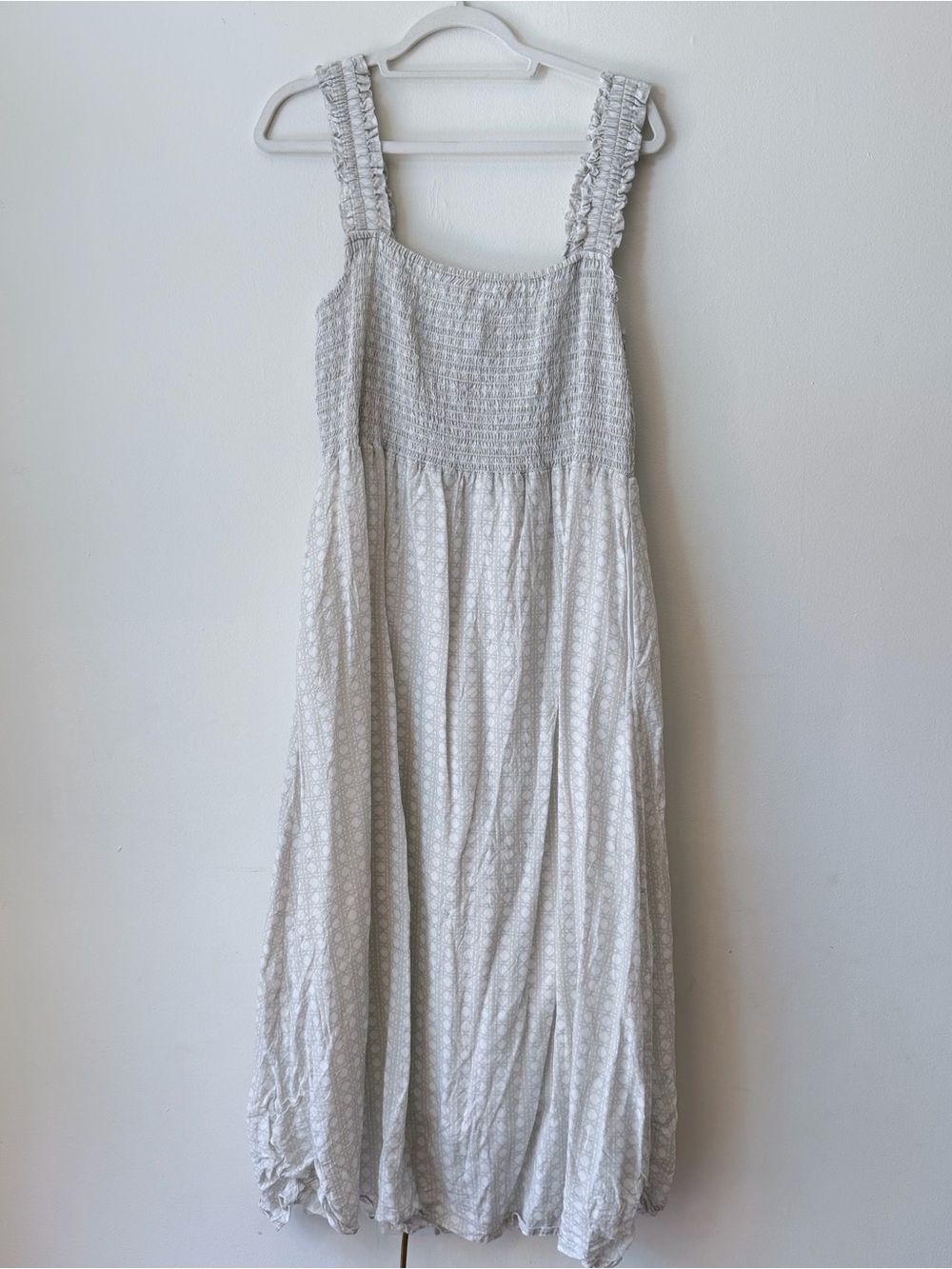Spartina 449 Light Gray/beige Smocked Maxi Dress with Ruffle Straps